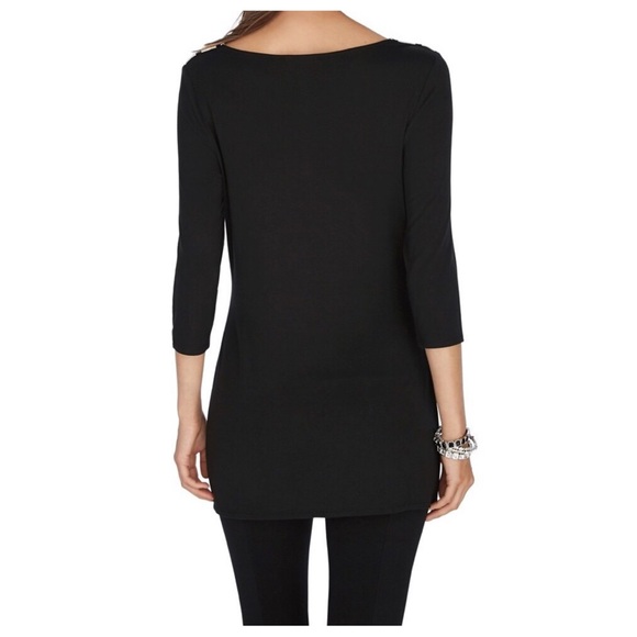 WHBM black and white stripe tunic top with cowl neck - Picture 2 of 7